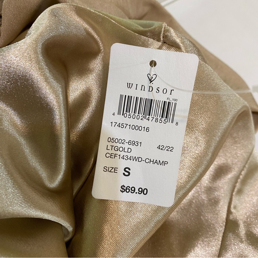 Windsor Gold Satin Maxi Formal Prom Romantic Dress - Picture 8 of 11